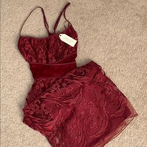 M.J.J.P. Maroon Mesh Women’s Dress